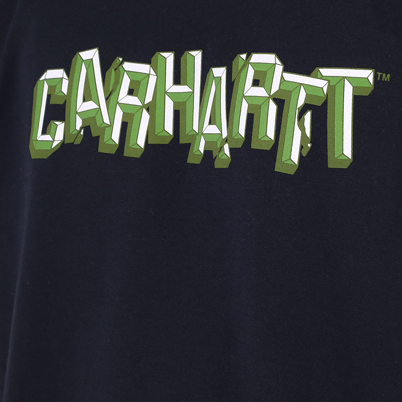 мужская синяя футболка Carhartt WIP S/S Shattered  Script T-Shirt I029604-dark navy - цена, описание, фото 2